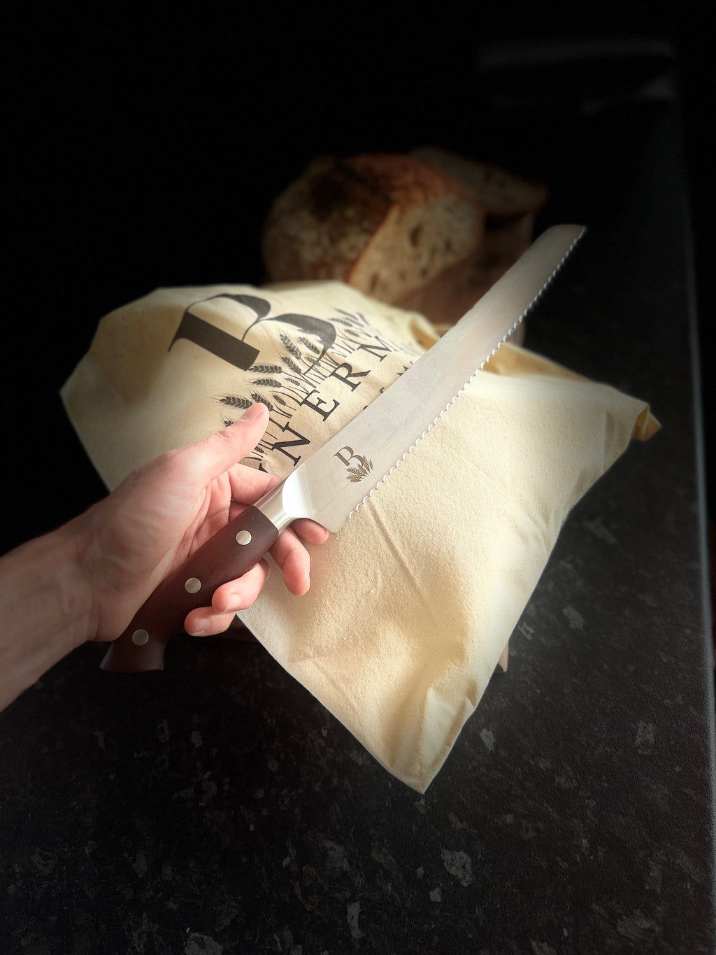 Bannerman's bread bag and premium bread knife bundle